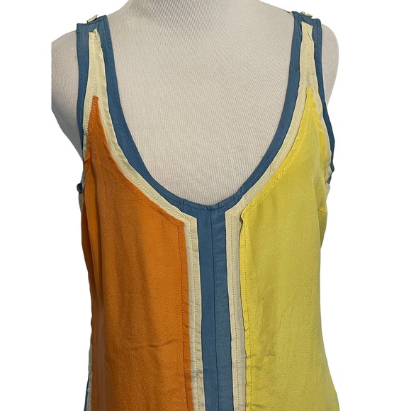Frock by Tracy Reese Silk Mini Dress Womens Size 2 Blue Peach Yellow Shift - Picture 3 of 8